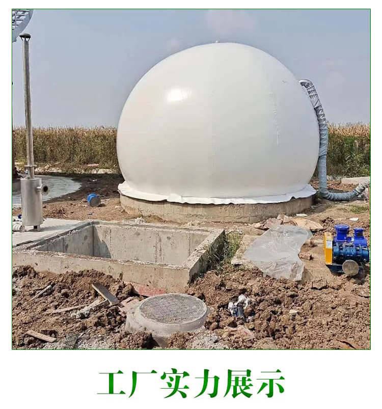 1500 cubic meter dry floor type gas storage tank, connected double membrane gas tank, hemispherical biogas project