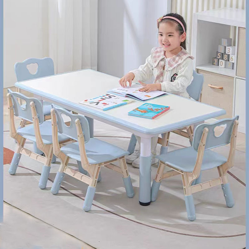 Kindergarten building block table, children's plastic graffiti drawing table, multifunctional dining, learning, gaming, lifting table