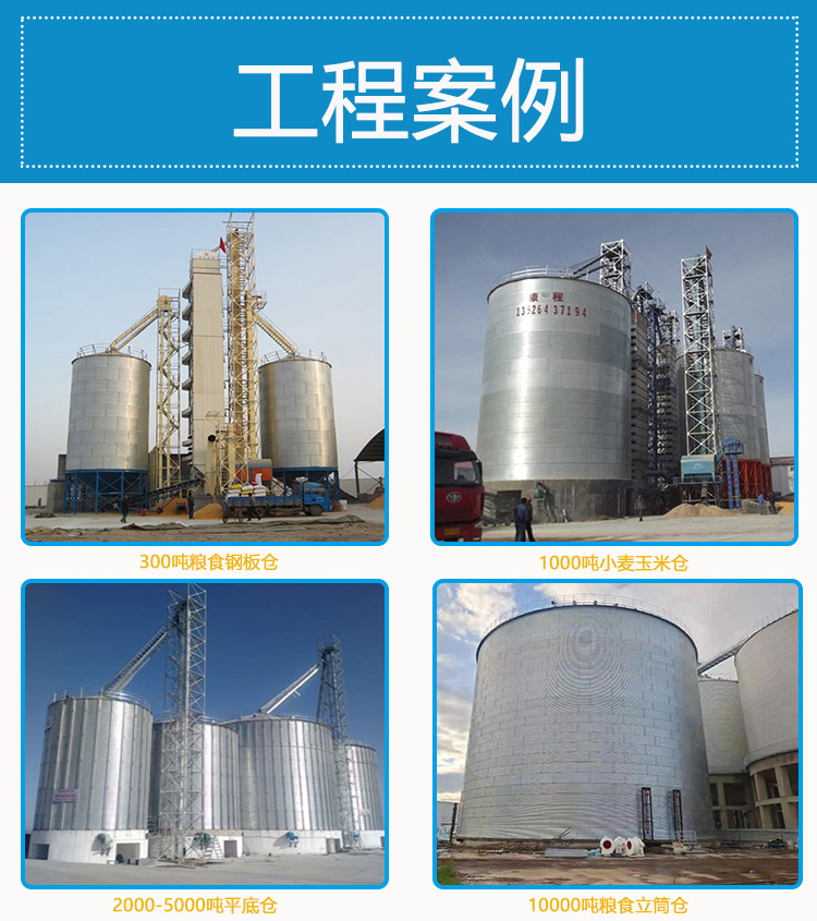 500 ton grain silo, vertical silo, steel plate silo, miscellaneous grain silo for feed factories, thickened material, high strength