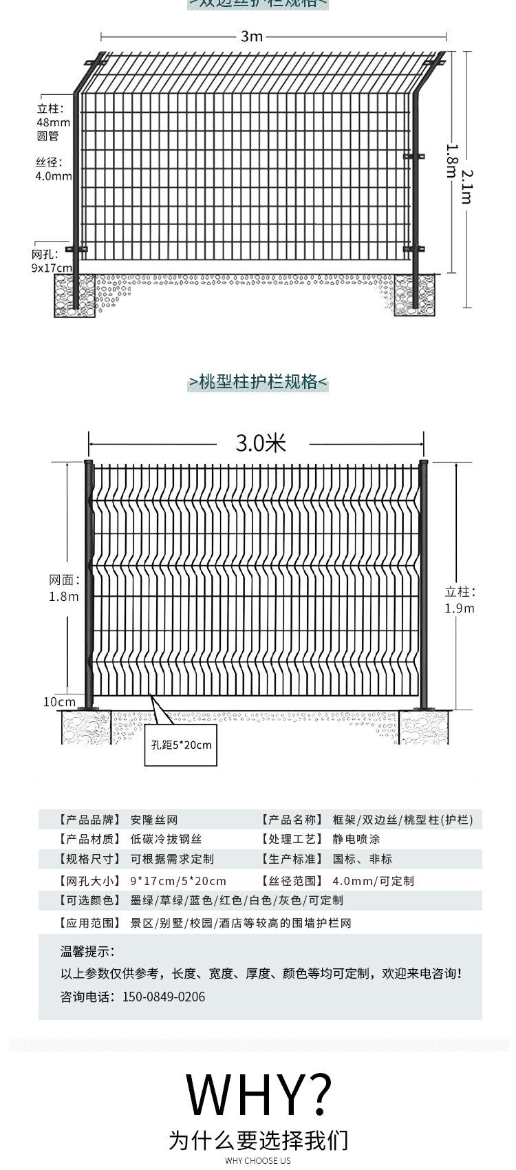 Expressway guardrail fence, orchard wire fence, isolation net, protective net frame, double-sided wire fence