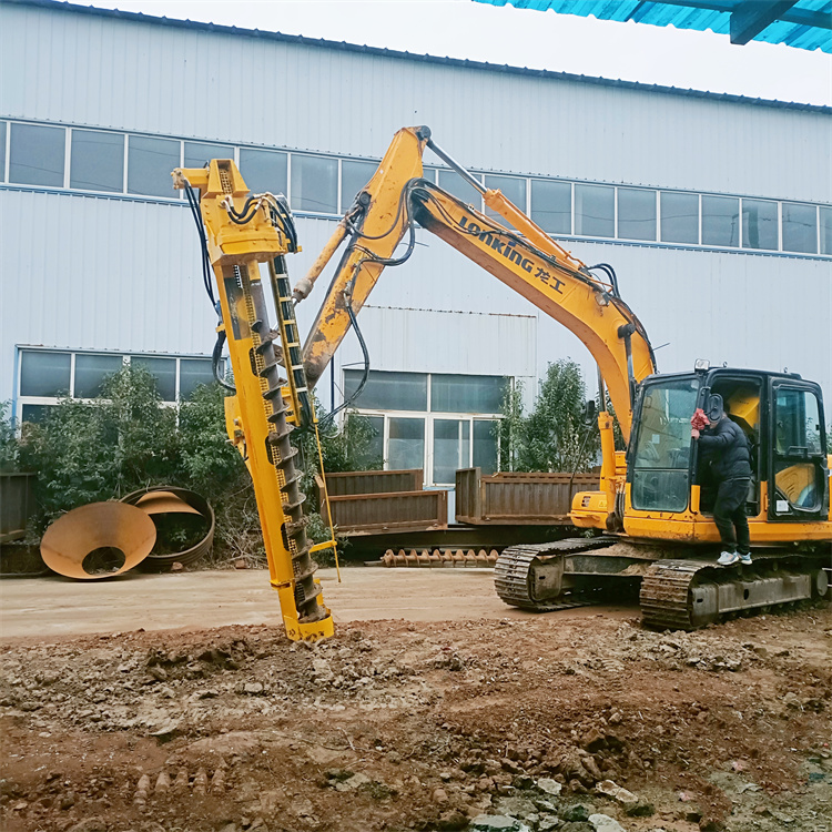 Replacing Crawler Excavator with Impact Drilling Machine for Anchor Hole Guide and Light Volt Ground Foundation Rotary Pile Driver for Excavation and Replacing with Drilling Machine