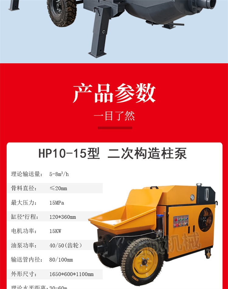 Concrete pump for Nuocheng Coal Mine Construction site Building pouring pump Grouting pump Fine stone mortar pump