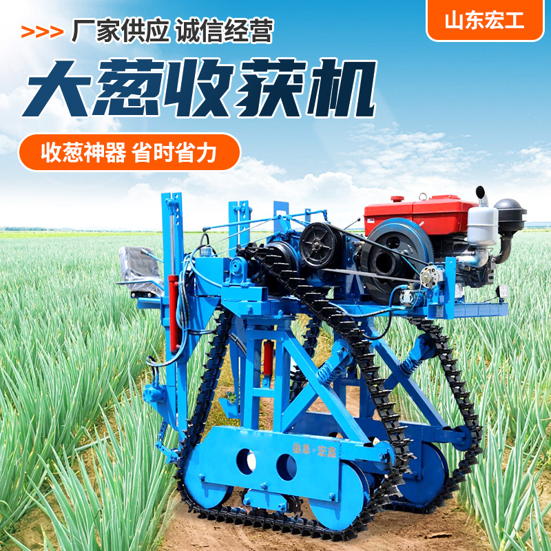 Picture of a scallion digging machine with high work efficiency. Scallion harvester, diesel tracked scallion ginger excavator