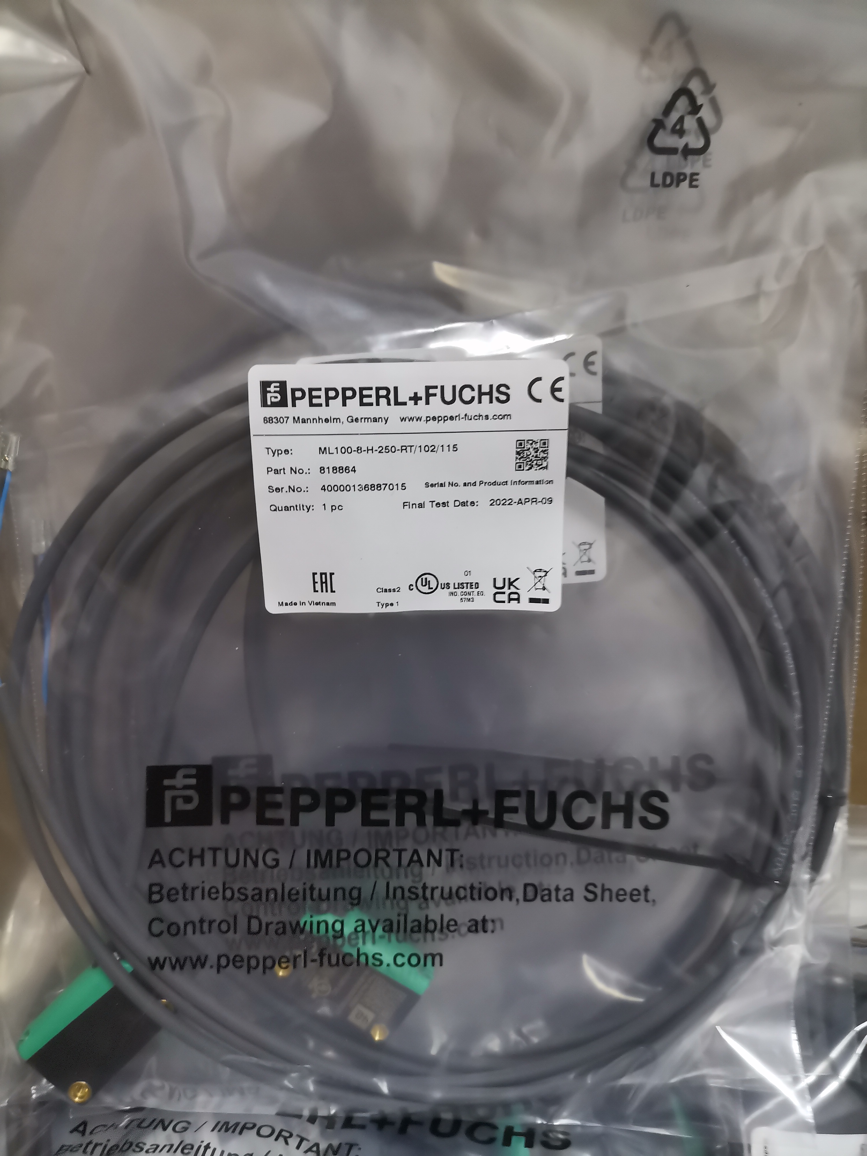 Photoelectric sensor ML100-8-H-350-RT/103/115 from Beijiafu factory stock (including tax and postage)