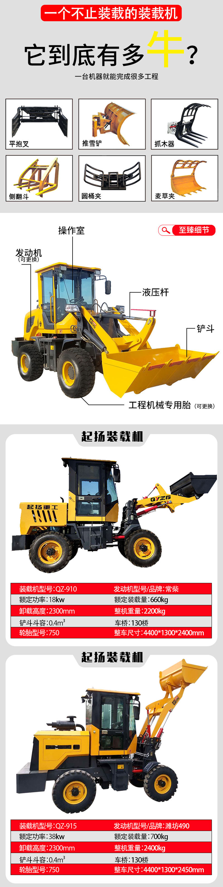 940 Small Loader Grab Wood Machine Powerful and Easy to Operate Small Forklift Manufacturer's Basement Dwarf Tiger