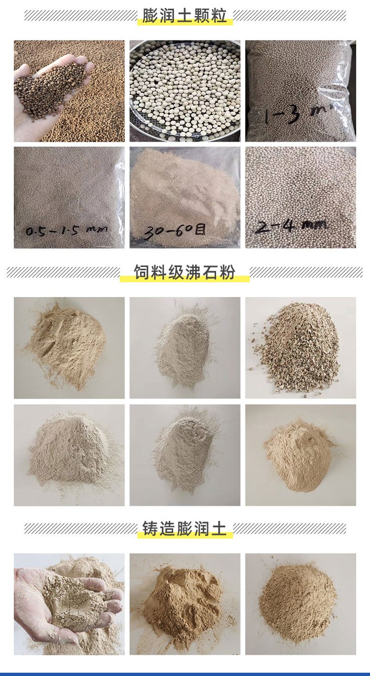 Yellow organic soil processing circular bentonite particles for drilling mud with good water absorption and expansion properties of nano ceramic clay