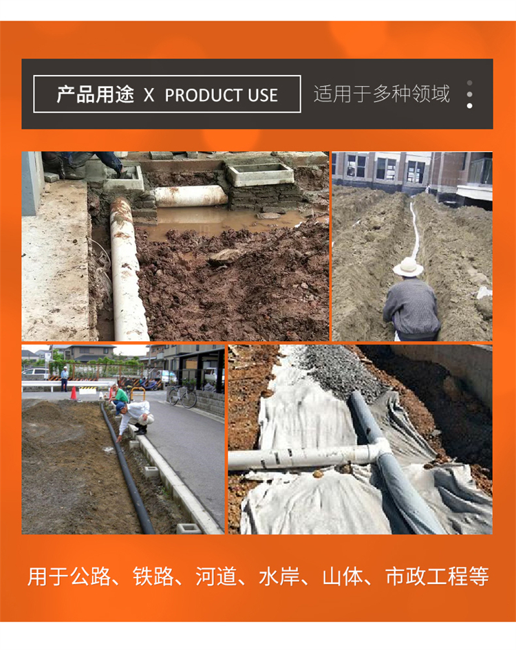 DN100mm blind ditch, disordered wire, plastic blind pipe, crushed stone retaining wall, drainage package, and hidden ditch