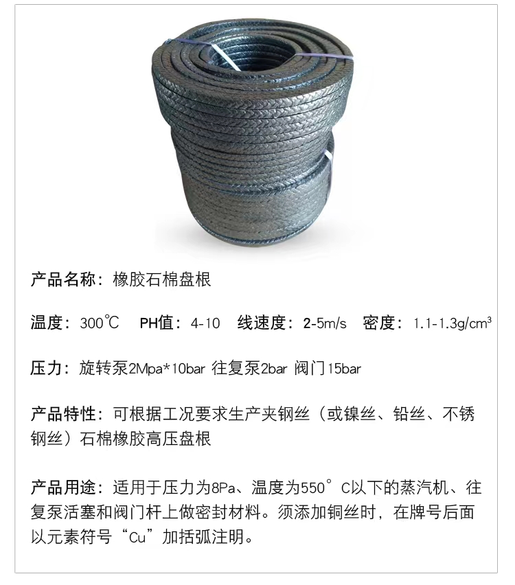 Xinchang Sealing Production YS250-F High Pressure Oil Immersed Graphite Packing Clip Metal Wire Stone Cotton Wire