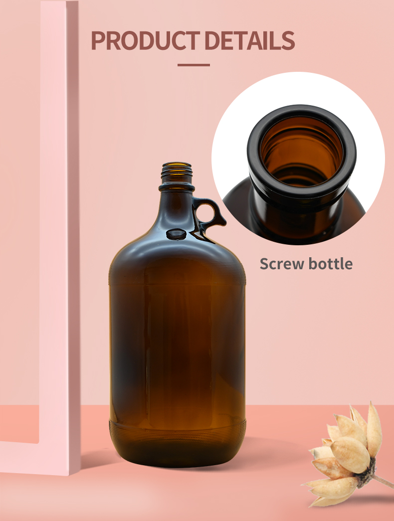 New Brown Beer Bottle 4L Soda Bottle Small Beverage Bottle Large Capacity Glass Bottle with Lid