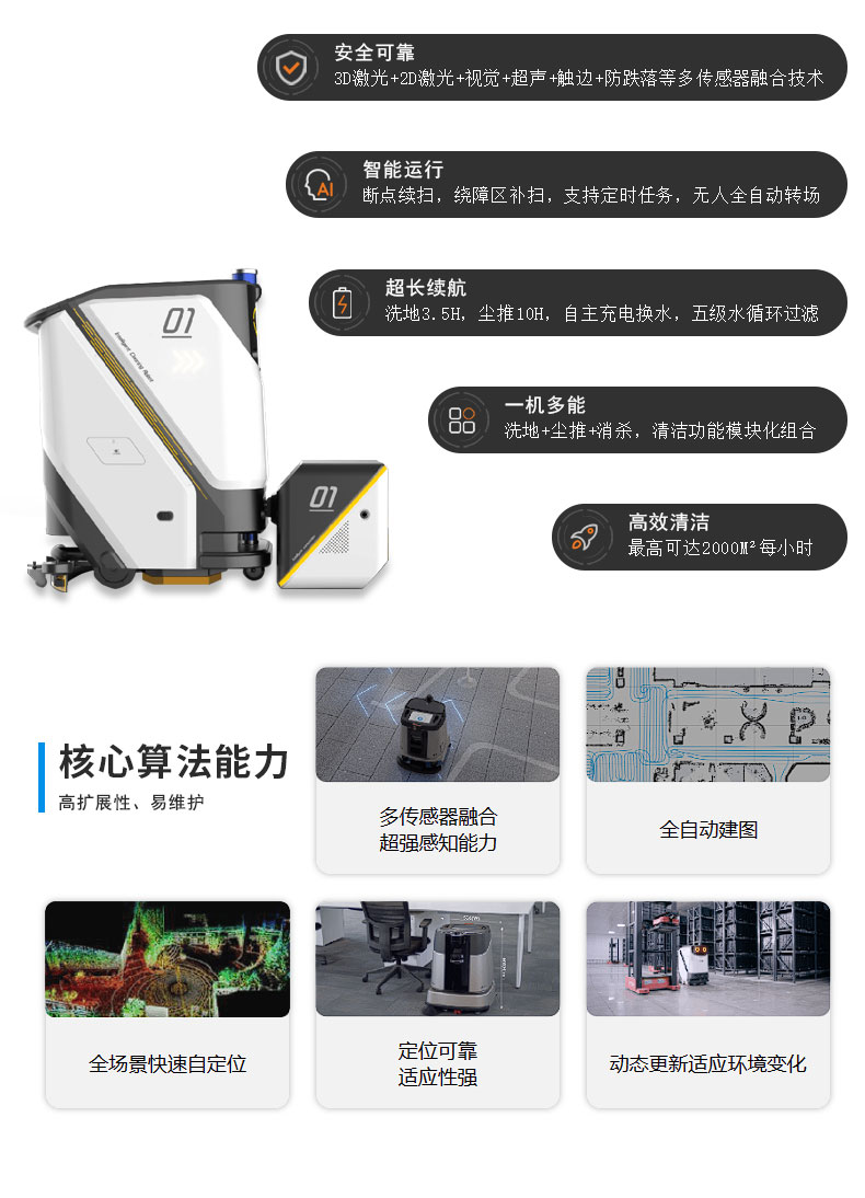 Yunxiang T3 Intelligent Cleaning Robot Factory Commercial Floor Washing Robot Workshop Floor Automatic Cleaning Equipment