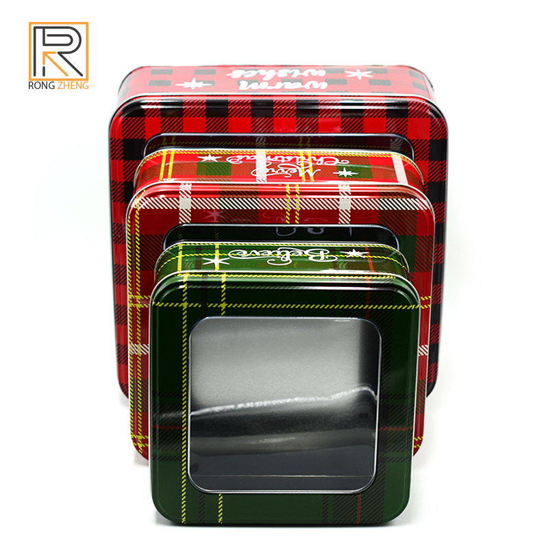 The manufacturer provides a three piece set of iron boxes, large, medium, small, square cans, candy and biscuit packaging, and a tin window box