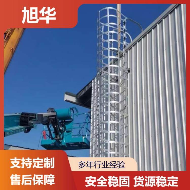 厂房外墙检修安全梯 市政泵站立式防坠落护笼钢制爬梯 旭华