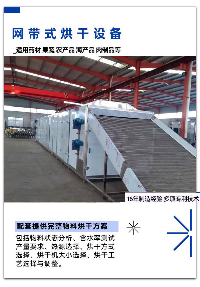 Huazhong drying stainless steel steam flow dryer, black and red goji berry drying equipment, multi-layer belt mesh belt dryer