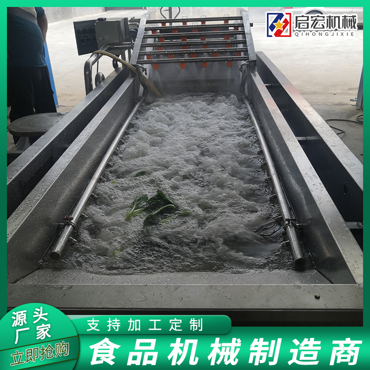 Qihong Commercial Vegetable Cleaning Line Restaurant Vegetable Washing Machine Fruit and Vegetable Bubble Cleaning Machine Clean Vegetable Processing Equipment