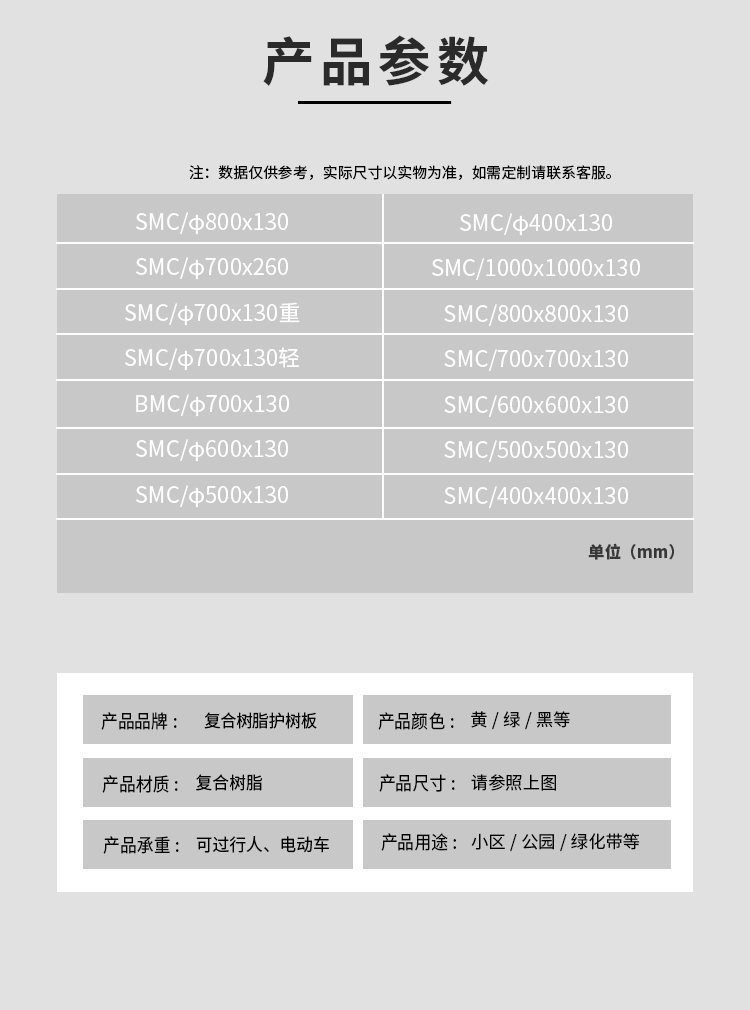 Green belt, tree pool, anti slip cover plate, resin composite tree protection board, park tree hole grate can be customized according to needs