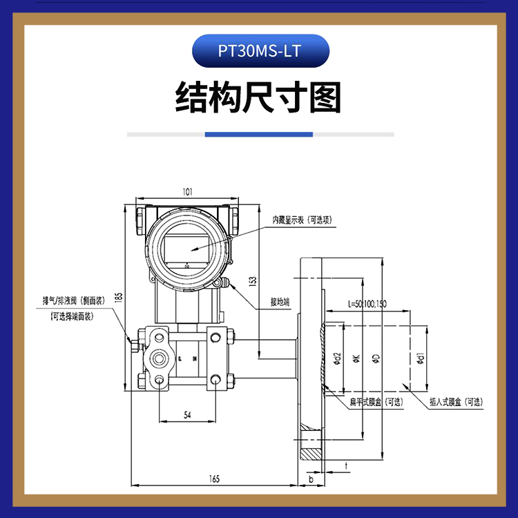 Zhuoran Tiangong DN50 DN80 flange differential pressure liquid level pressure transmitter remote capacitive Level sensor