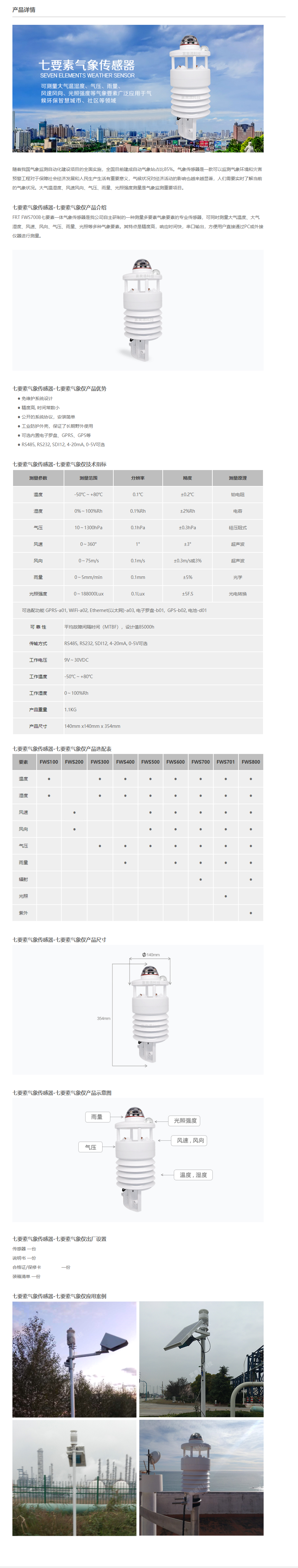 Seven element meteorological sensor, anemometer, wind speed transmitter, meteorological three cup wind speed, Fuaotong pulse