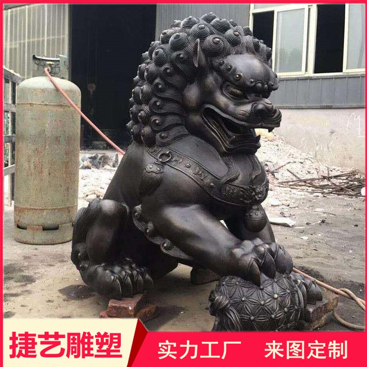 European style copper lion large cast copper outdoor crouching style copper carving HSBC lion customized Jieyi