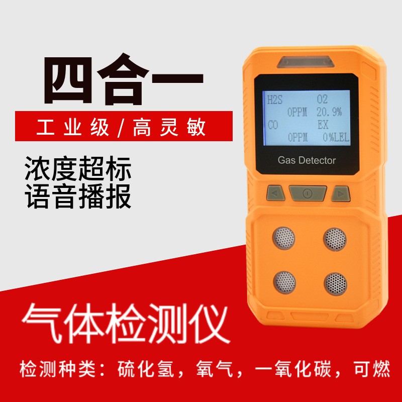 Explosion proof industrial grade four in one gas alarm, carbon monoxide, hydrogen sulfide, oxygen combustible gas detector