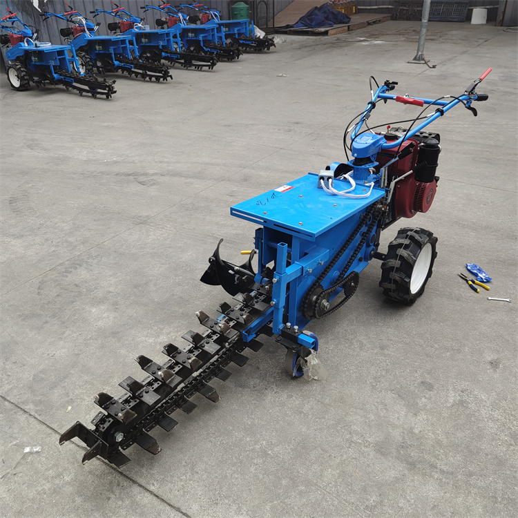 Double chain orchard trenching machine Chengyu small handheld trenching machine 90 deep buried line trenching machine