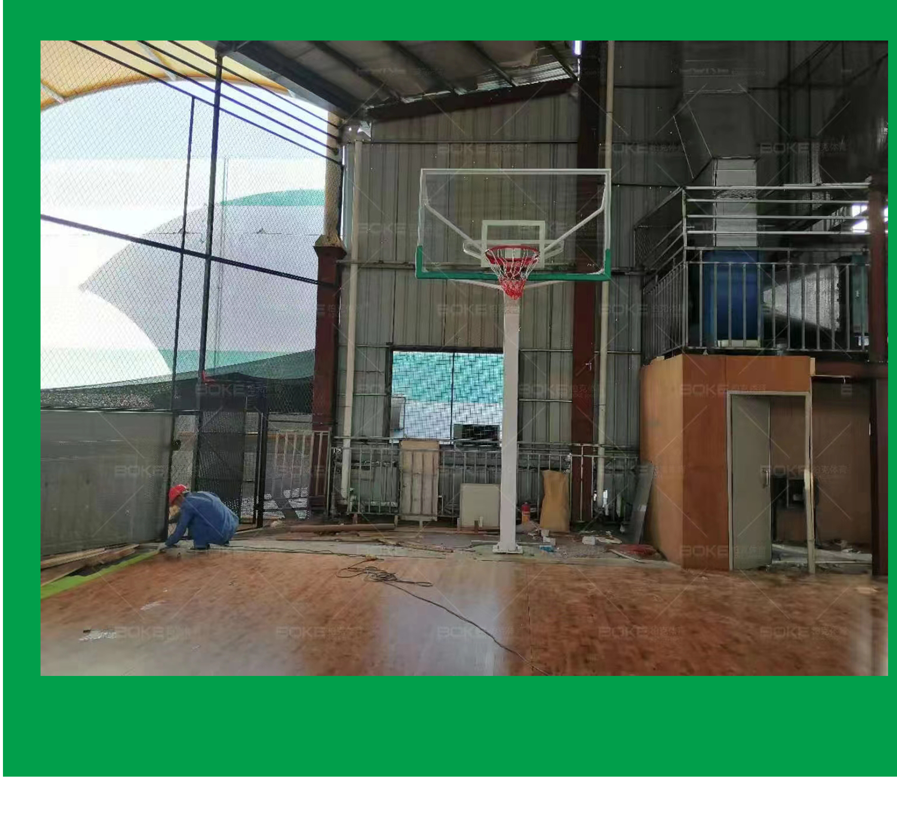 Outdoor fixed round tube basketball rack with thickened pipe diameter, buried school T-shaped belt, embedded parts can be installed