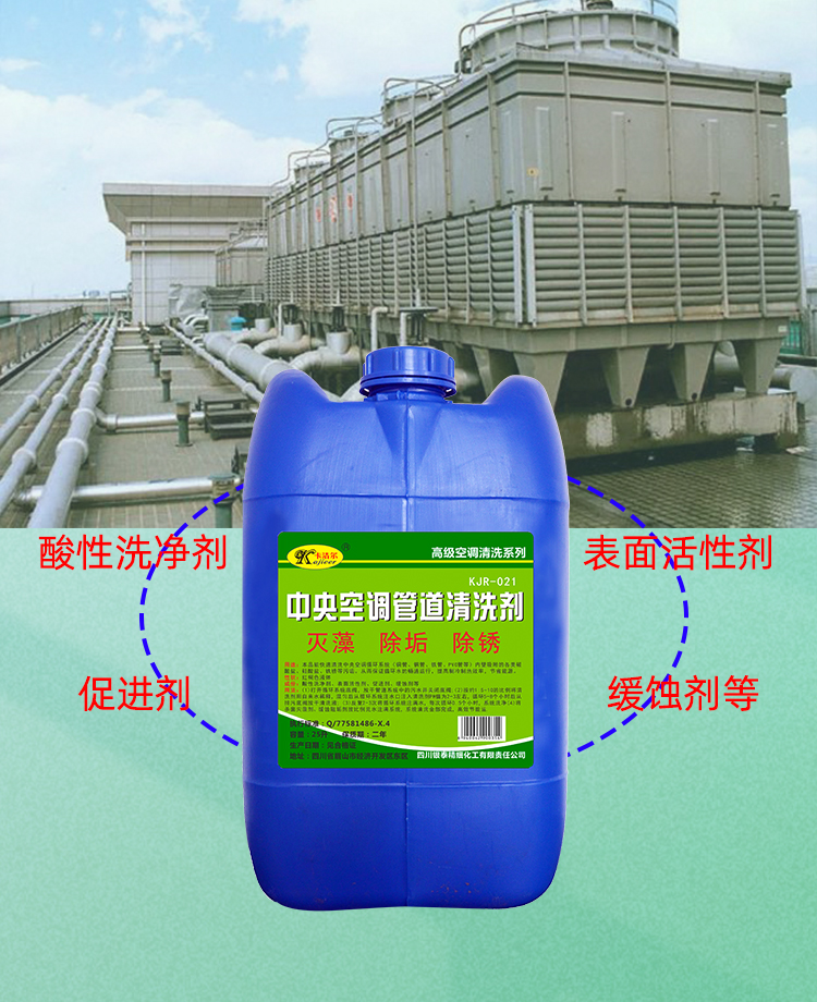 Multi effect integrated cleaning agent for rapid rust removal and algae removal in the circulating water system of air conditioning pipelines