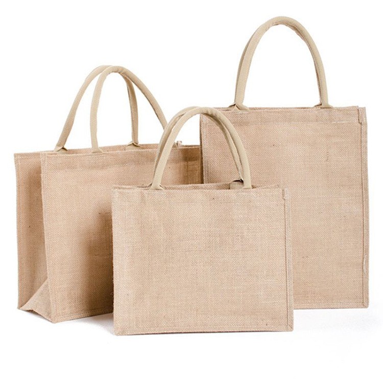 Kaisen Hemp Bag Customization Handheld Laminated Jute Shopping Bag Wholesale Customization Printing