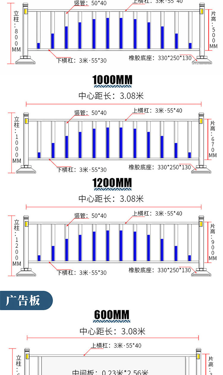 Municipal guardrail, road traffic isolation fence, movable billboard, road central fence