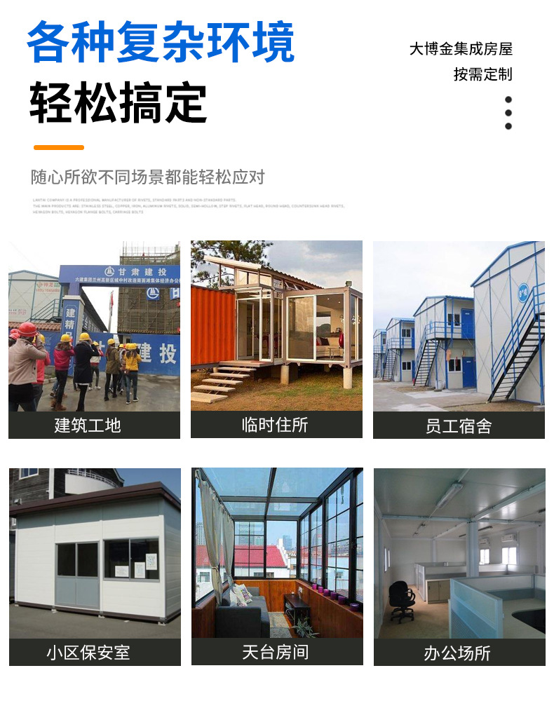 Manufacturer customized living container room, fast consolidation integrated housing, construction site mobile activity room