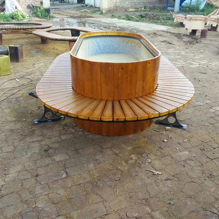 Outdoor curved tree chair, leisure circular chair, customized school scenic area engineering, plastic wood backless tree chair