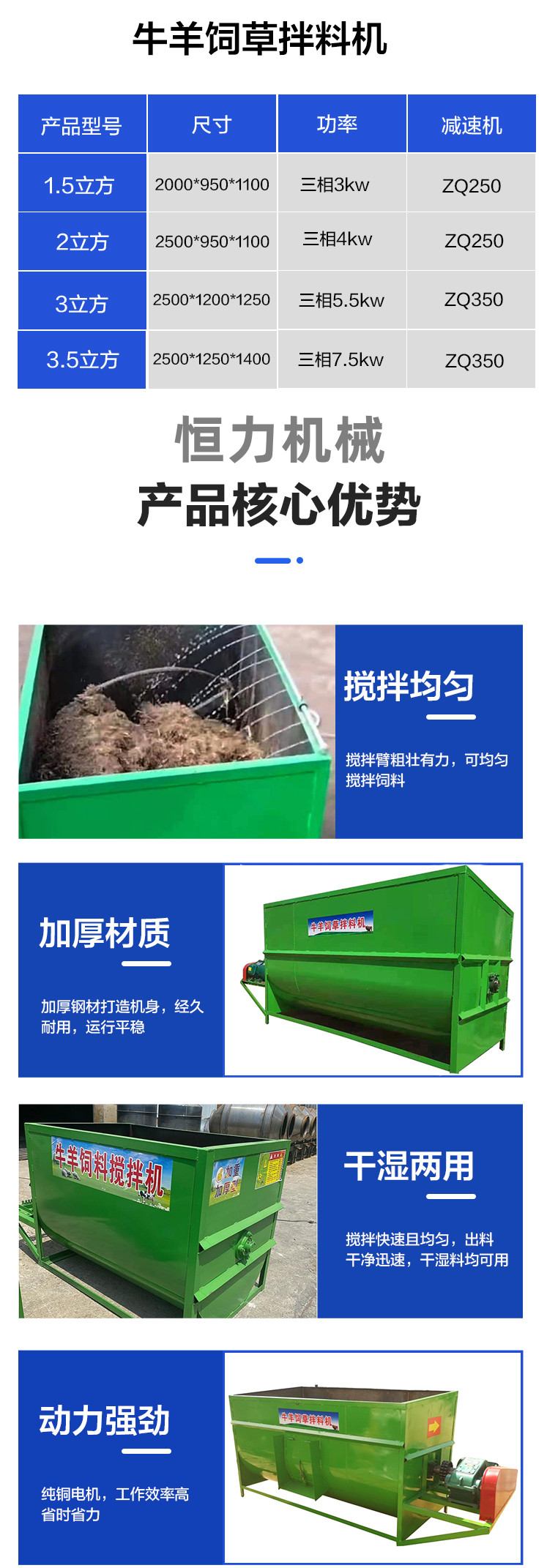 Hengli brand multifunctional carbon steel plate small full ration feed mixer for cattle and sheep farms, 2 cubic meters