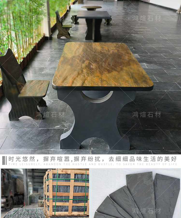 Green slate floor tiles, balcony, courtyard, anti slip tiles, outdoor garden, outdoor floor tiles, natural antique villa, garden tiles