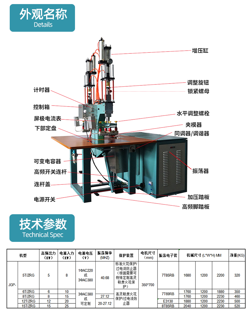 Manufacturer of high-frequency mechanism for double head high cycle turbocharged plastic fusion splicer, motorcycle raincoat heat sealing machine