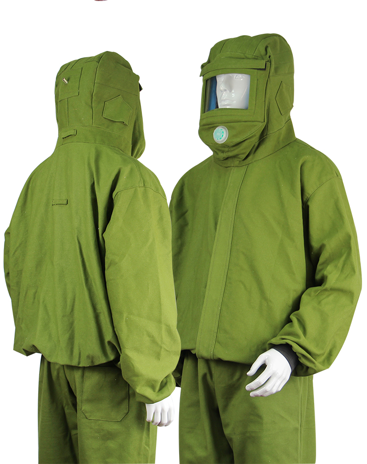 Canvas split sandblasting suit, spray painting, sandblasting, anti sand cap, replaceable glass screen, breathable, double layer dust protection for work