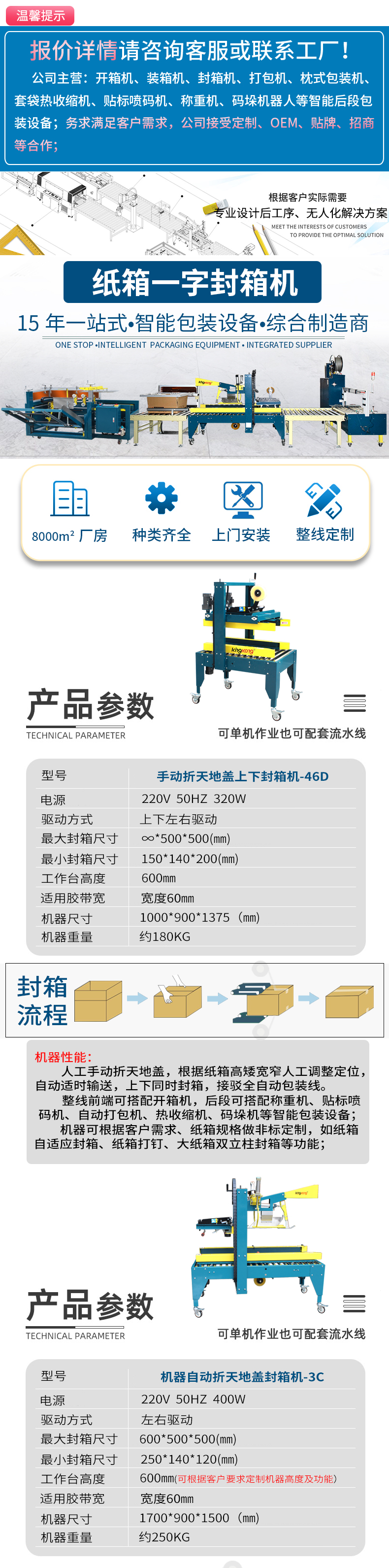 Automatic folding and sealing machine with one line shape, cardboard box opening, packing, packaging, and packaging machine equipment selection key