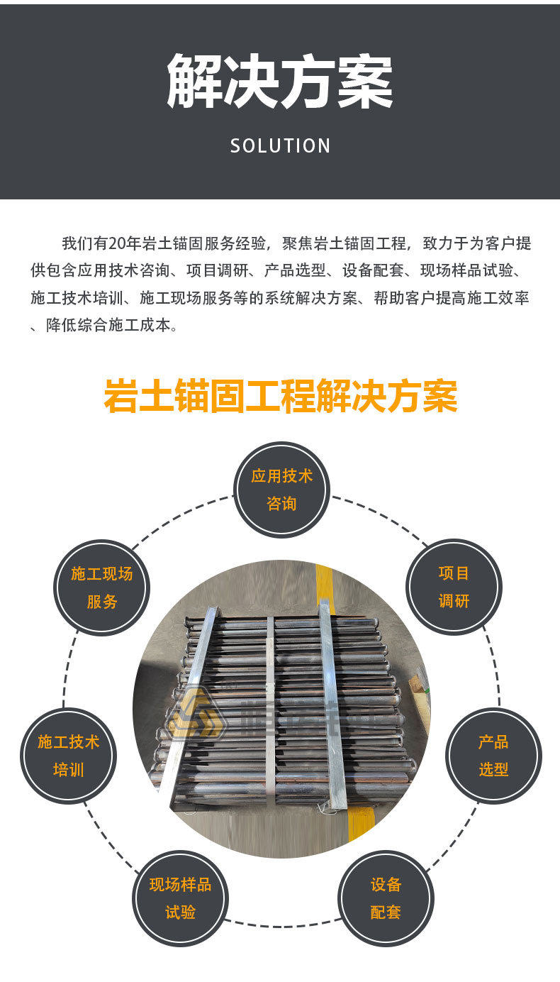 39 specification mining anchor rod, pipe slot type rod body tray, quickly providing support force