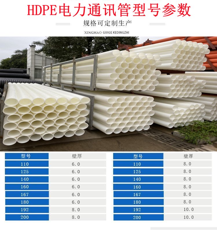 HDPE solid wall communication pipe cable threading protection sleeve DN110 pre buried street lamp excavation threading pipe