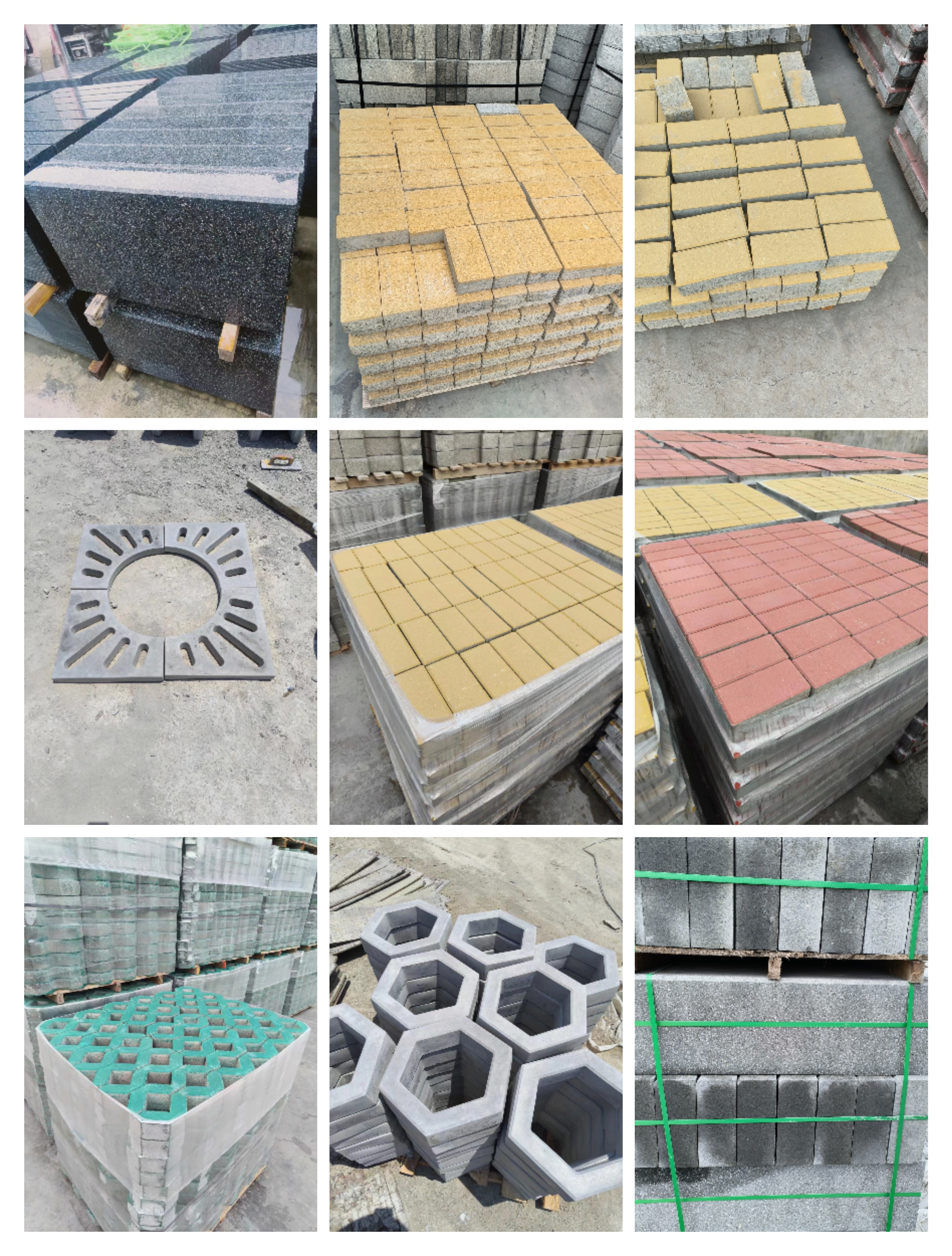 Hexagonal slope protection brick module brick well, splayed grass planting brick, tactile paving brick, tree enclosure, stone well cover