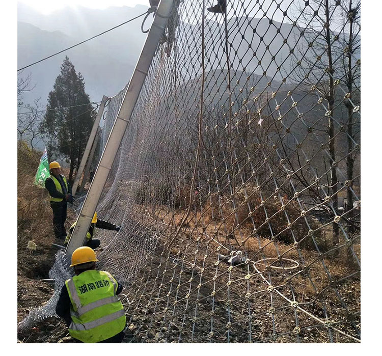 Prevention of landslide, interception of rockfall, protective net, passive slope, Spider web