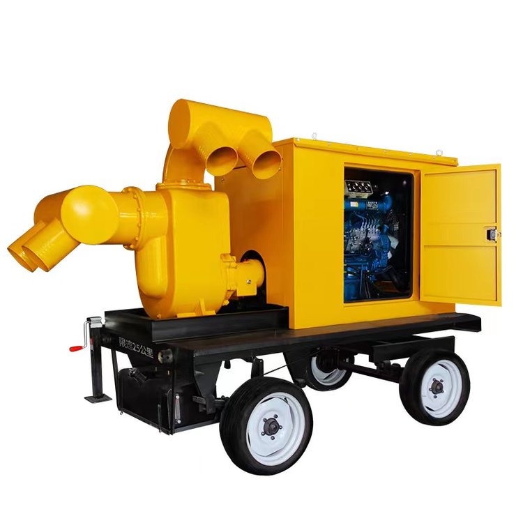 Self priming drainage pump truck, 6-inch mobile drainage pump, large flow traction pump, high lift emergency pump