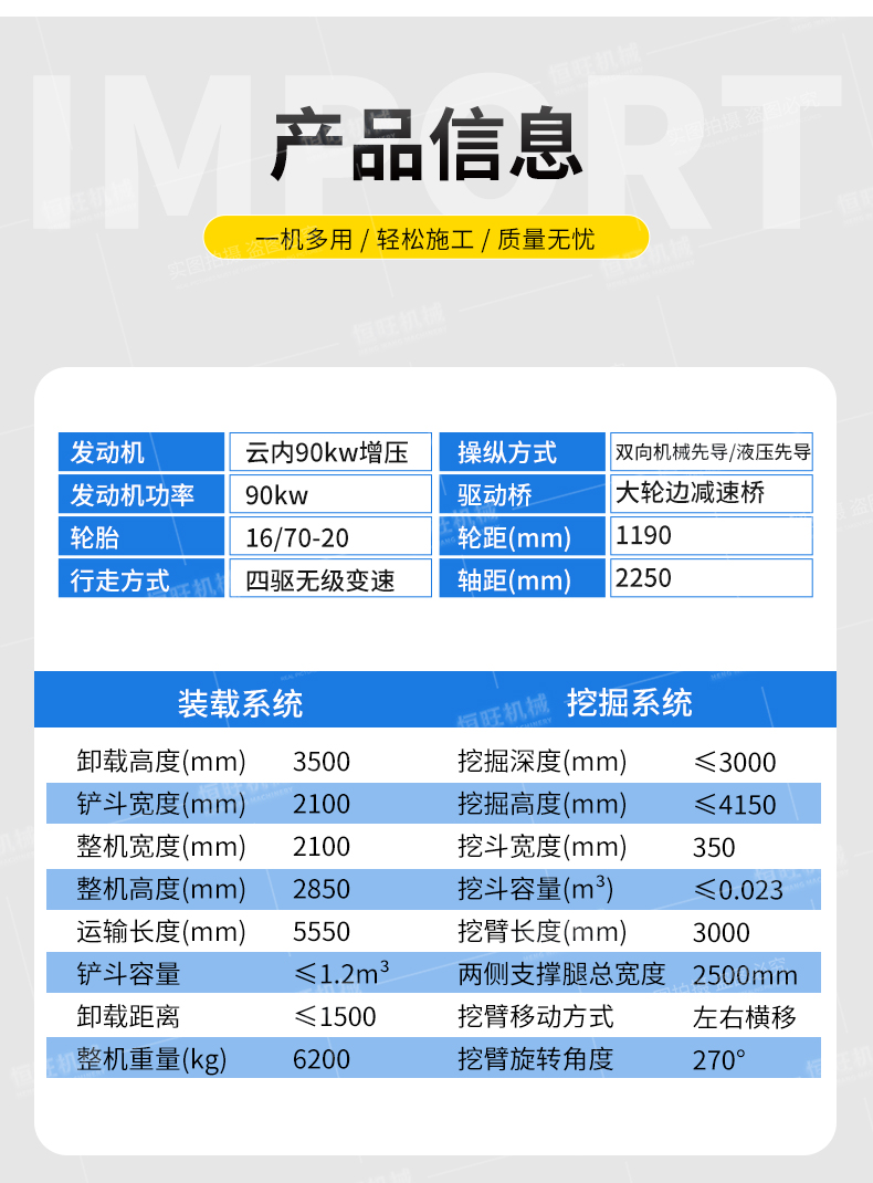 Hengwang HW08-12 Excavating and Loading Integrated Machine Two Busy Engineering Shovel Excavating Integrated Machine