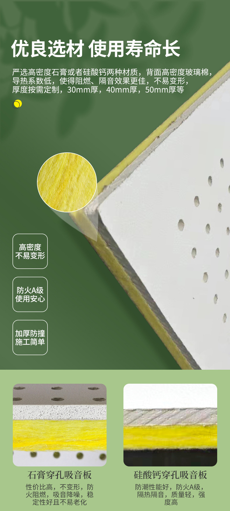 Bailin composite perforated sound-absorbing ceiling A-grade fireproof decorative wall ceiling material