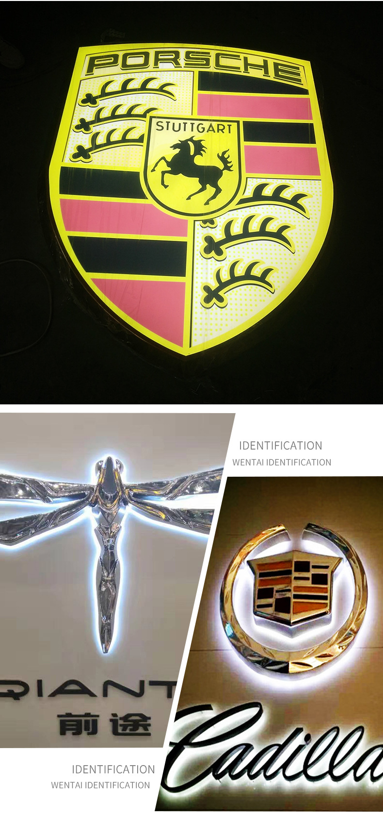 Stainless steel 3D car logo coating, blistering, luminescent logo, store signboard, exhibition, irregular car logo