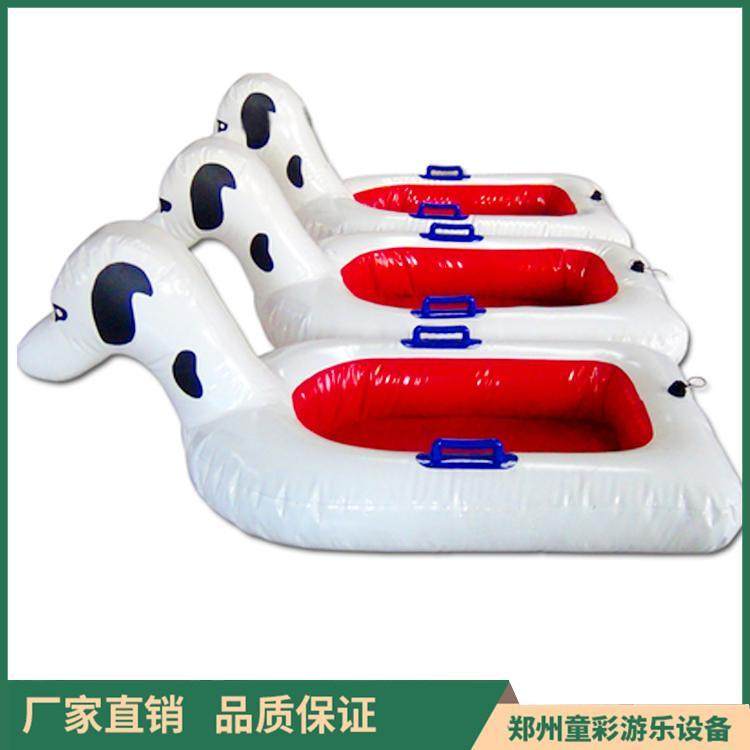 童彩充气卡通船斑点狗漂浮物玩具 加厚PVC水上乐园压板跷跷板