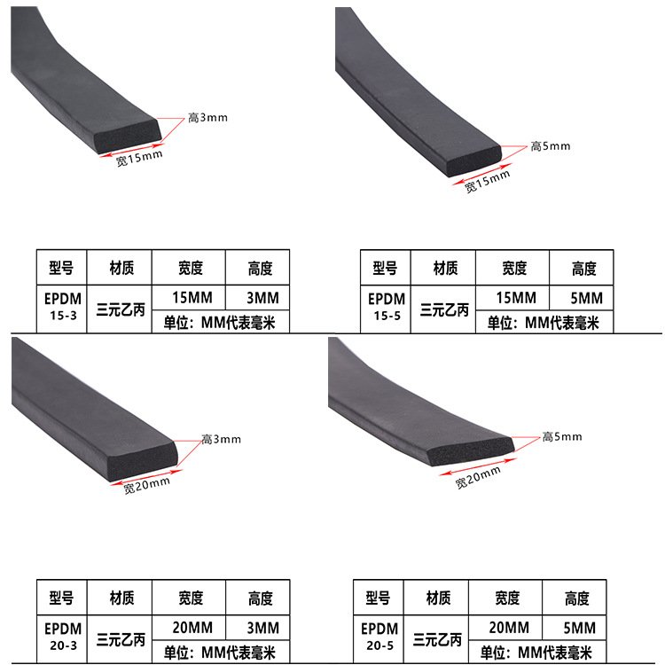 EPDM foam flat sealing strip, self-adhesive foam strip, sponge strip, ship waterproof and anti-collision strip