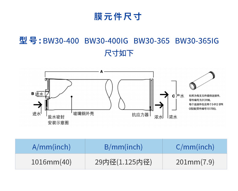 DuPont Dow 8040 reverse osmosis membrane BW30-400IG imported from the United States with original packaging