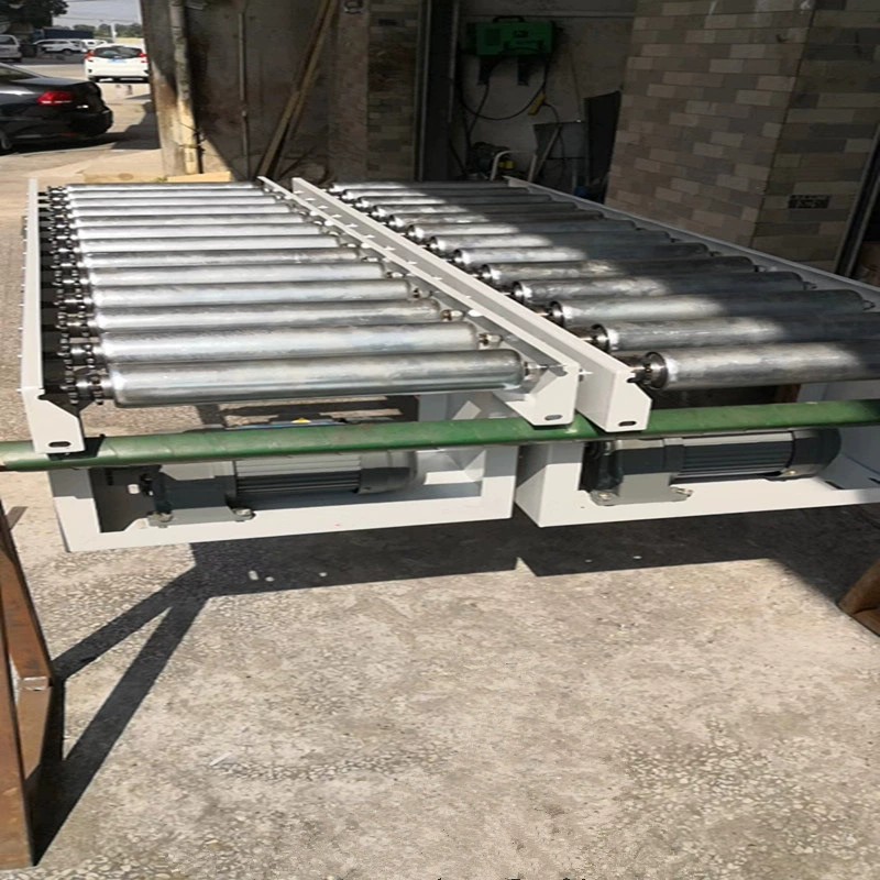 Roller type assembly line conveyor, roller conveyor belt, power roller, stainless steel feeding frame, supporting roller, ground rolling line