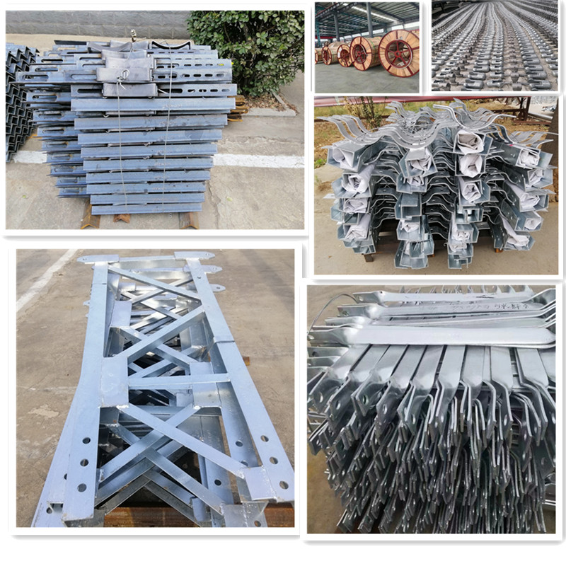 Hot dip galvanized angle steel cross arm 35KV line composite support welding type pole overhead fittings