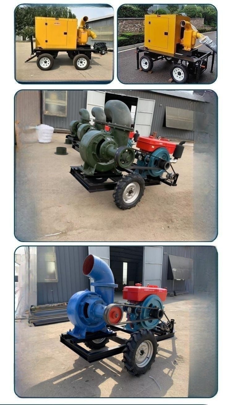 6-inch enlarged pump body traction pump urban waterlogging drainage four wheel self priming pump low fuel consumption agricultural irrigation pump