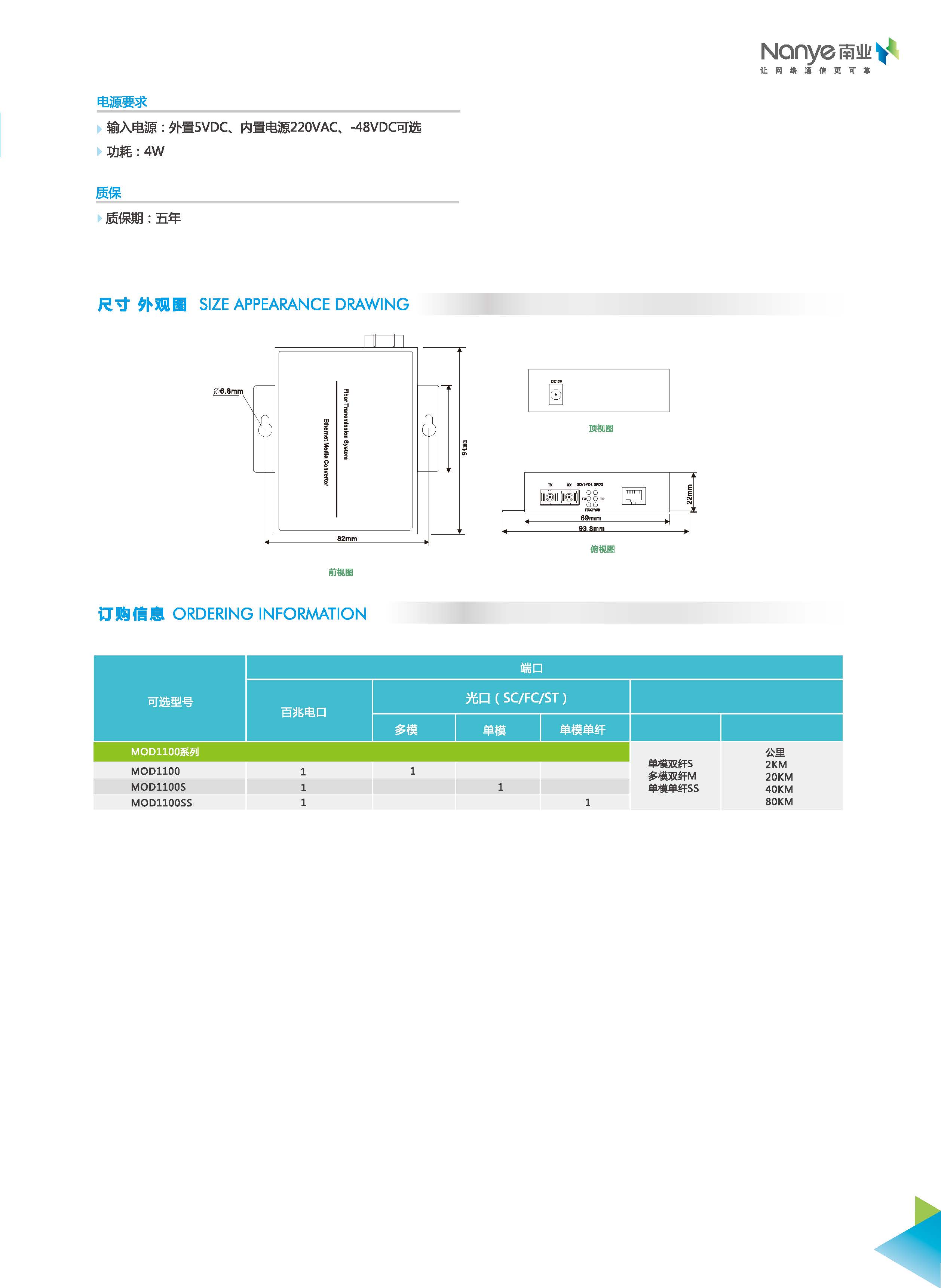 MOD1100 industrial grade fiber optic transceiver photoelectric converter Ethernet switch